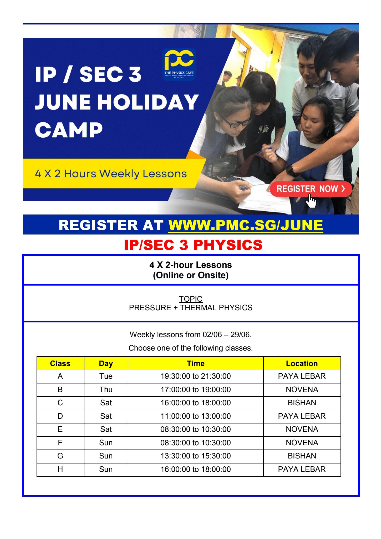 PMC June Holiday Workshop 2025